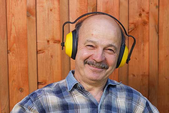 A man wearing hearing protection.