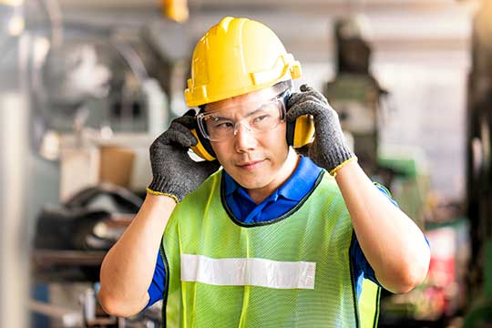 Man with Bluetooth Hearing Protection